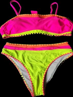 Popvil Colorblock Bandeau High-Waist Bikini Set